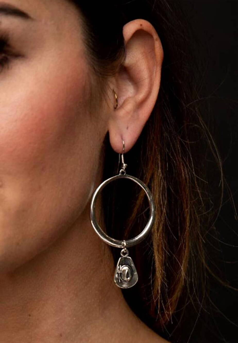 NEW WEST & CO. women's cowboy hat hoop earring in silver